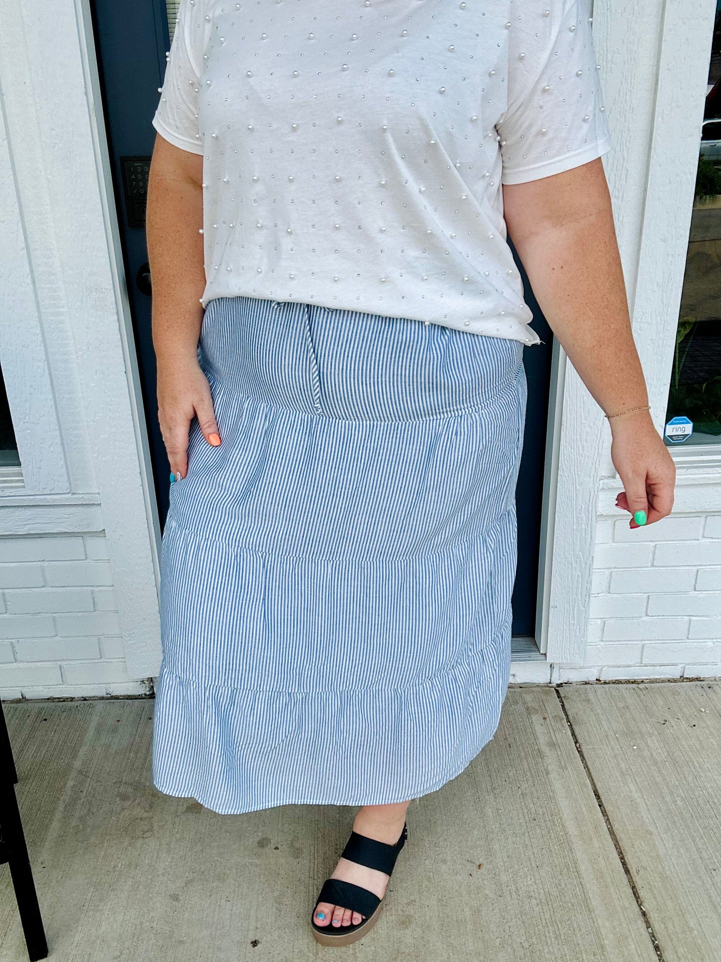 Ivory Striped Skirt