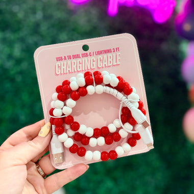 Red & White Beaded Universal Charger