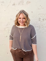 Waffle Striped Boxy Top