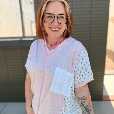 Lilah Patchwork V neck Top