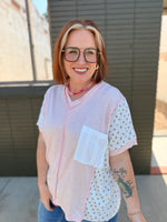 Lilah Patchwork V neck Top