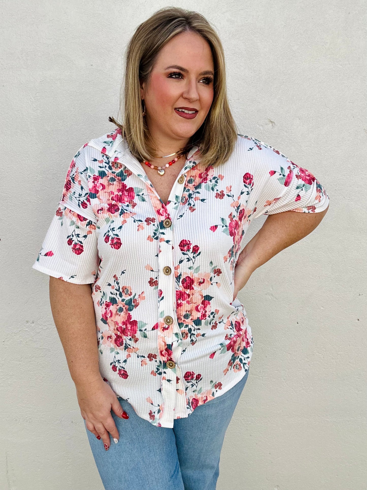 Dolly Button Up Floral Top