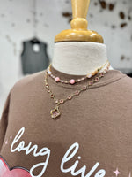 Pink Layered Chain Link Necklace