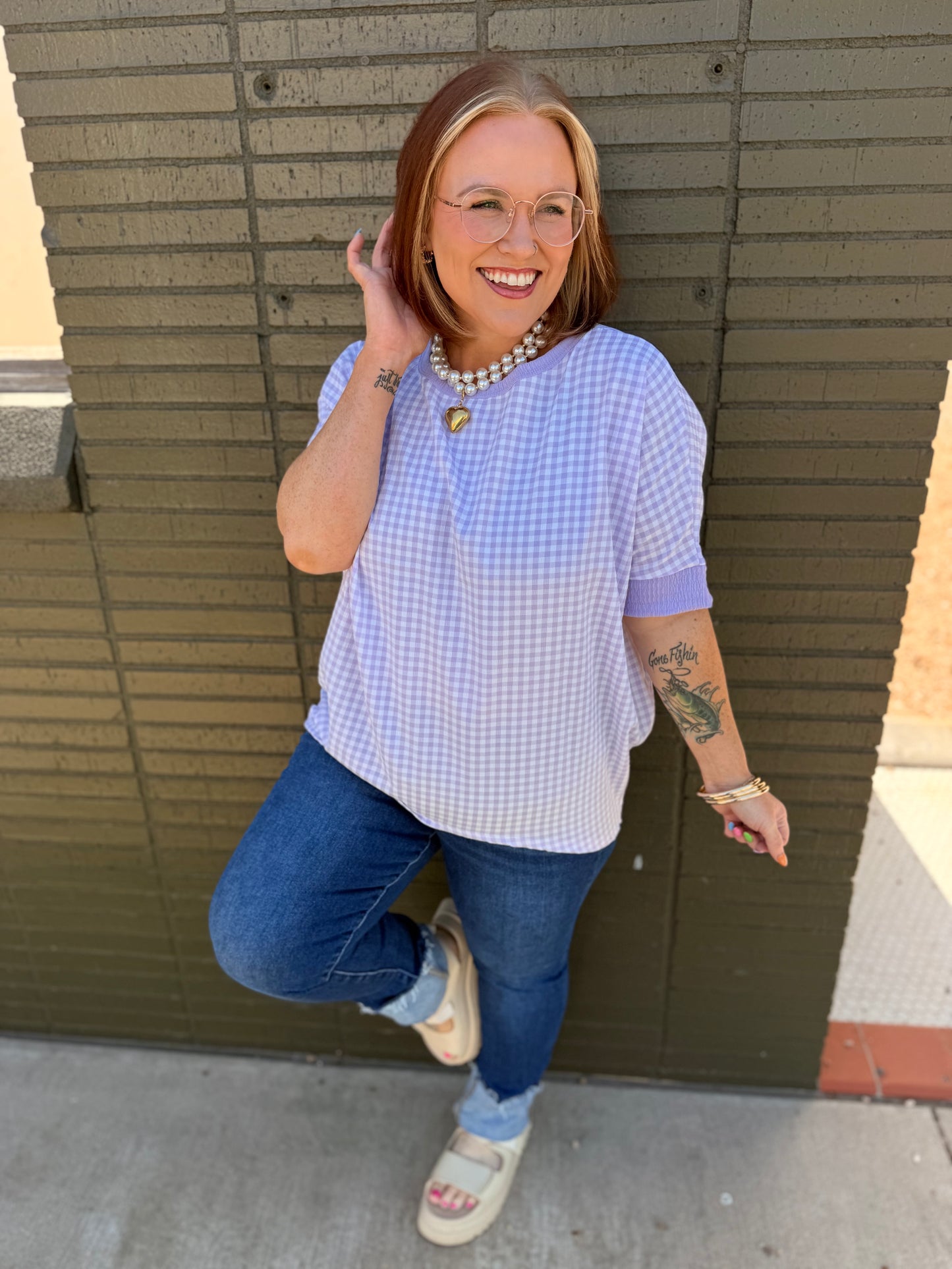 Purple Gingham Top