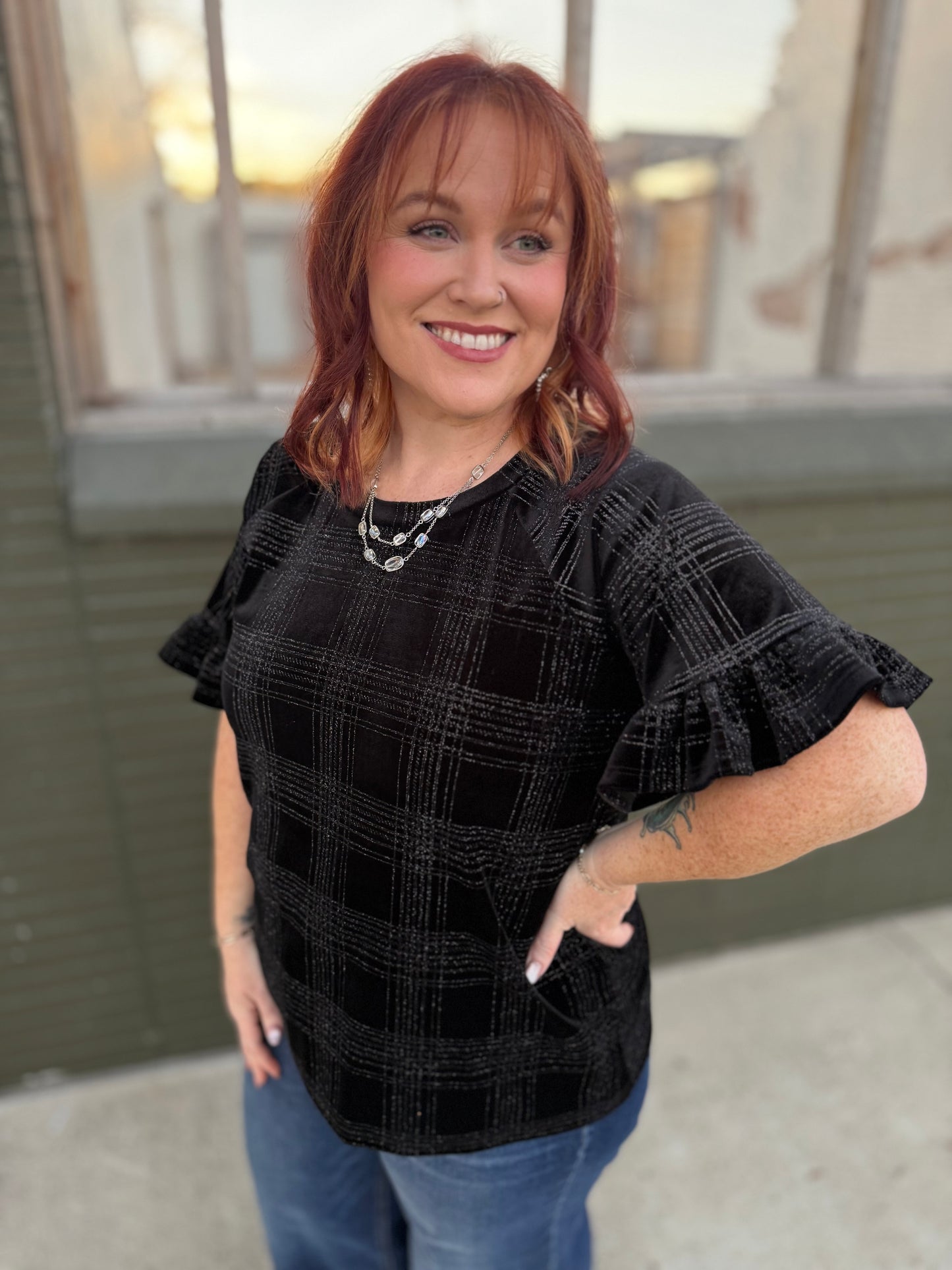 Morgan Black Sparkly Top