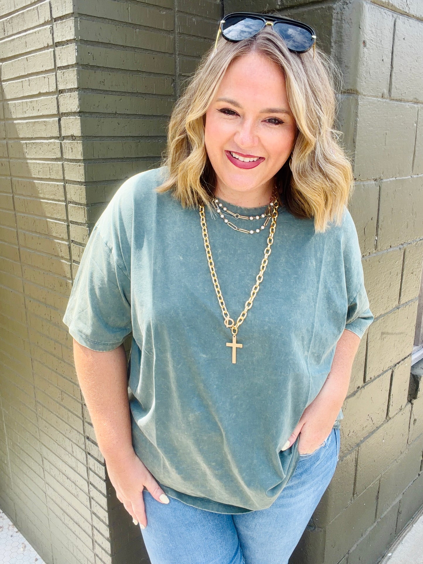 Kara Acid Washed Oversized Boyfriend Tee (Multiple Colors)