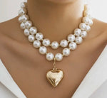 Pearl Layered Heart Necklace