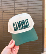 GAME DAY Embroidered Canvas Hat in Green