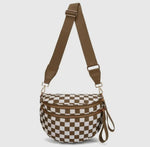 Checkered Nylon Oversized Fanny in Brown