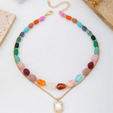 Multi Layer Stone Crystal Necklace