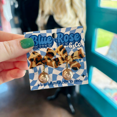 Leopard Print Bow Earrings
