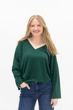 Market Special: V-Neck Lace Top in Green
