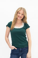Market Special: Square Neck Lace Tee in Green