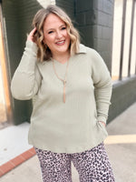 Amy Sage Waffle Top