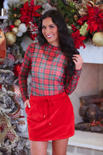 Market Special: Keigan Mesh Top- Red Christmas Plaid