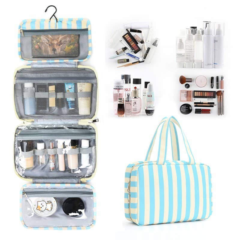 Striped Hanging Toiletry Travel Bag (Multiple Colors)