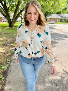 Donna Cream Floral Top