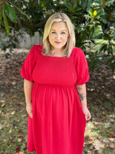 Candy Apple Square Neck Dress