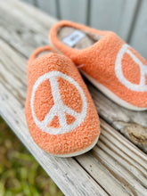 Load image into Gallery viewer, Plush Peace Sign House Shoes