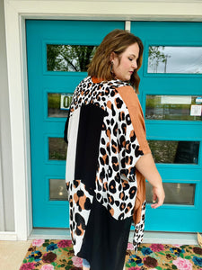 Maranda Colorblock Leopard Kimono (RESTOCK!)