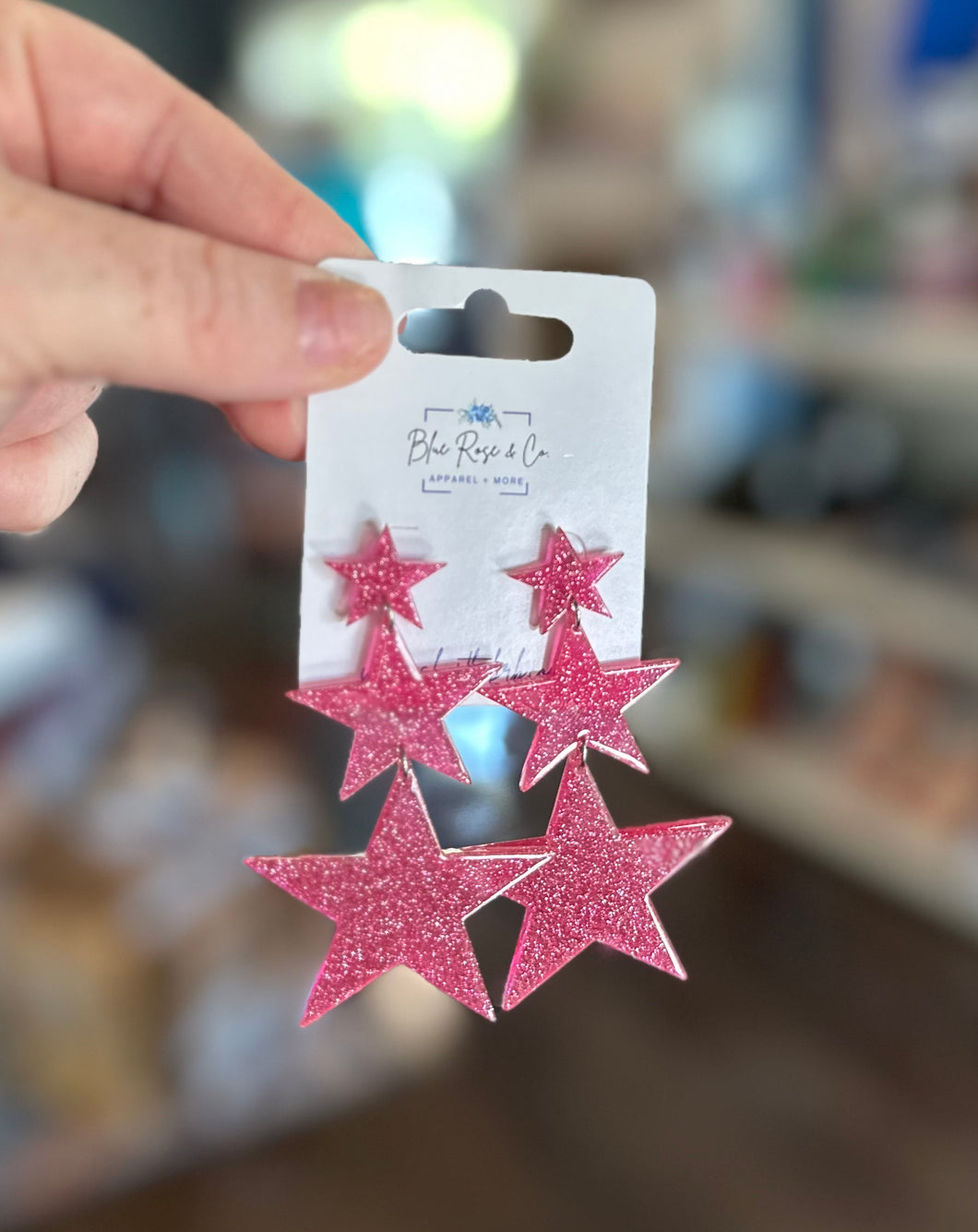 Star Gazin’ Pink Acrylic Earrings