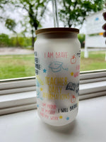 16 oz Teacher Frosted Glass Cans (Multiple Styles)