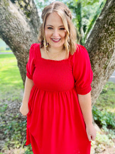 Candy Apple Square Neck Dress