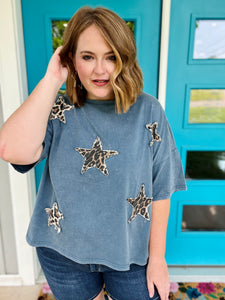 Scarlet Acid Washed Top in Denim