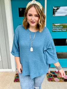Tanya Teal Knit Top