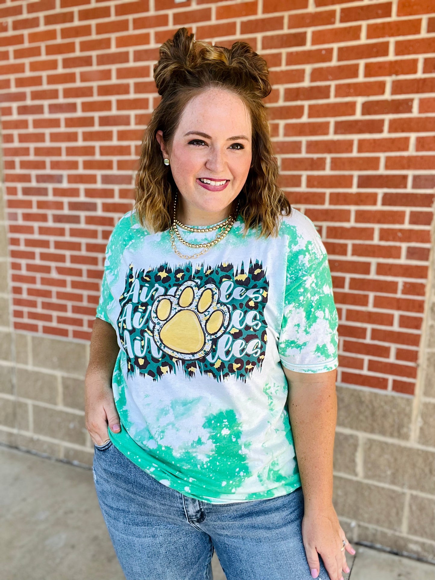 School Spirit Leopard Bleached Tee (Customizable)