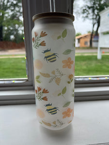 25 oz Frosted Bumblebee Floral Libby Cup