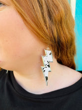 Load image into Gallery viewer, Cow Hide Lightning Bolt Earrings