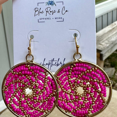 Spiral Seed Bead Earrings (Multiple Colors)