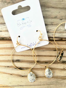 Natural Stone Drop Earrings (Multiple Colors)