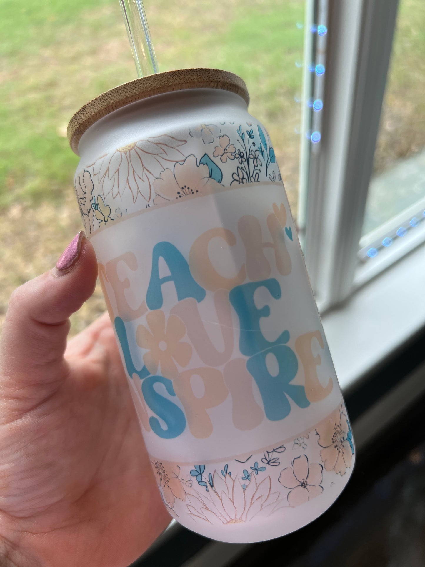 16 oz Teacher Frosted Glass Cans (Multiple Styles)