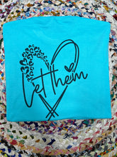 Load image into Gallery viewer, “Let Them” Leopard Tee on Neon Blue (Front/Back)