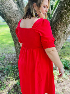 Candy Apple Square Neck Dress