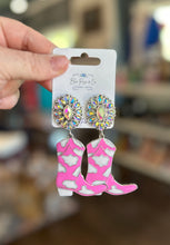 Load image into Gallery viewer, Hot Pink Cowprint Earrings