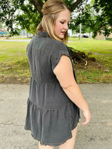 Shauna Acid Washed Button Dress