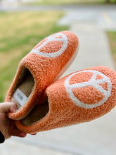 Load image into Gallery viewer, Plush Peace Sign House Shoes