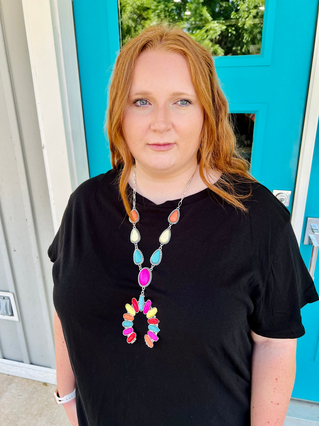 Rainbow Squash Blossom Necklace