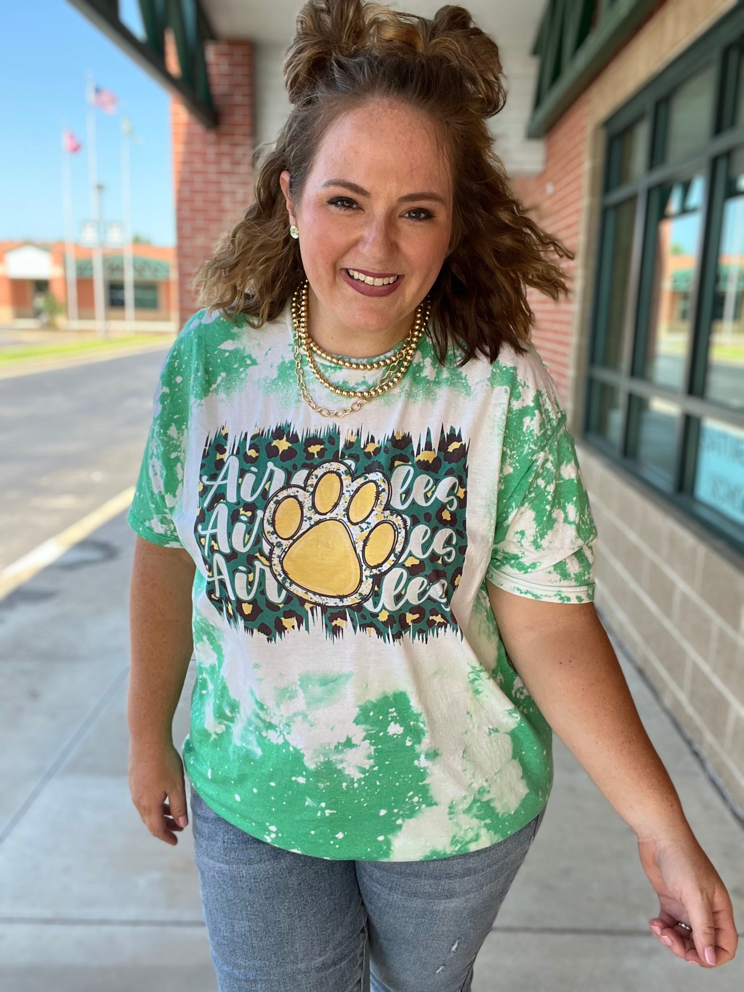 School Spirit Leopard Bleached Tee (Customizable)