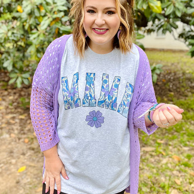 Floral Mama Tee on Gray