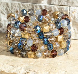Glass Beaded Bracelet Set (Multiple Colors)