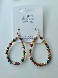Teardrop Beaded Hoops