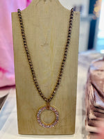 Crushed Circle Pendant Necklace (Multiple Colors)
