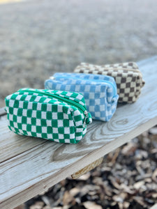 Knit Checkered Makeup Bag (Multiple Colors)