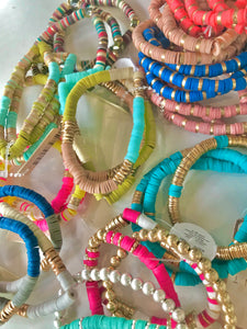 Rubber Beaded Bracelets (Multiple Colors)