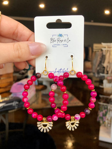 Sunny Charm Hot Pink Hoops