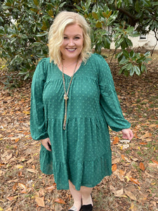 Hunter Green Jacquard Dress